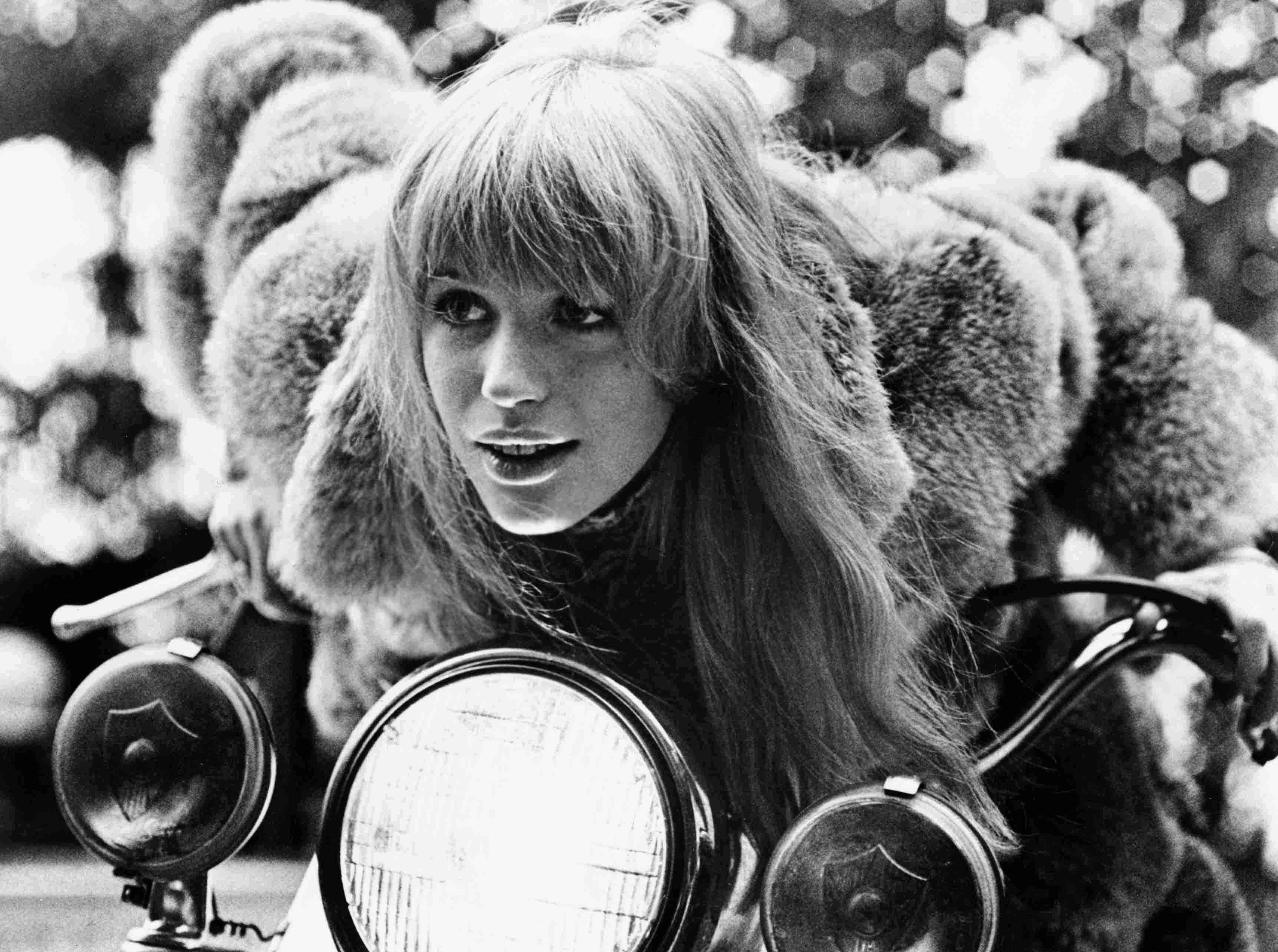 Marianne Faithfull on Motorbike, 1968