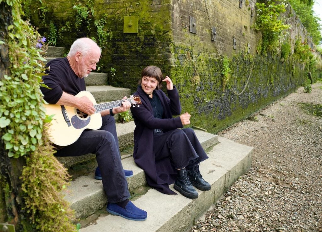 Romany Gilmour with father David Gilmour